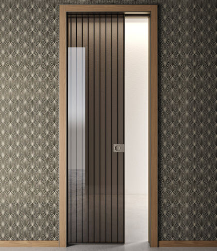 Porta da interno - RI-TRAIT 8B - ALBED - in alluminio / con vetro di sicurezza / a scomparsa