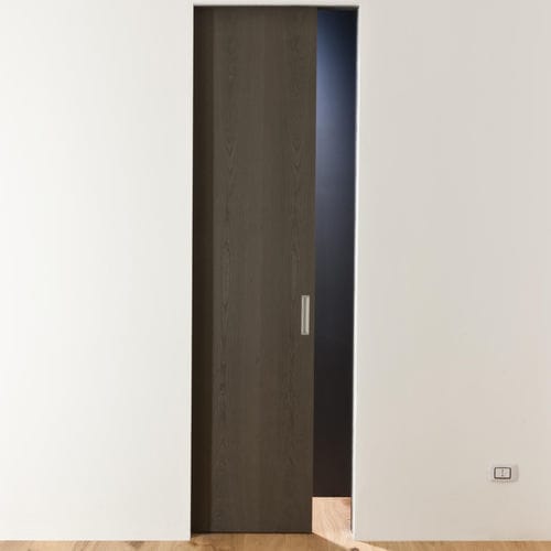 Porta da interno - RI-TRAIT - ALBED - in legno / con vetro di sicurezza / a scomparsa