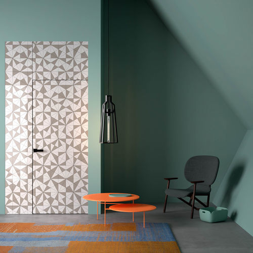 Porta filomuro - BOISÈ - ALBED - da interno / in legno / con vetro di sicurezza