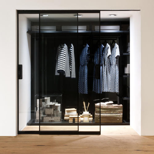 Porta per armadio da interno - RI-TRAIT - ALBED - in legno / in alluminio anodizzato / con vetro di sicurezza