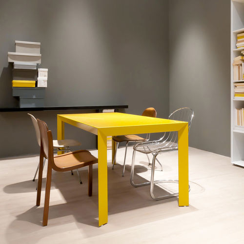 Tavolo contemporaneo - NILE - ALBED - in alluminio / in vetro laccato / con supporto in alluminio laccato