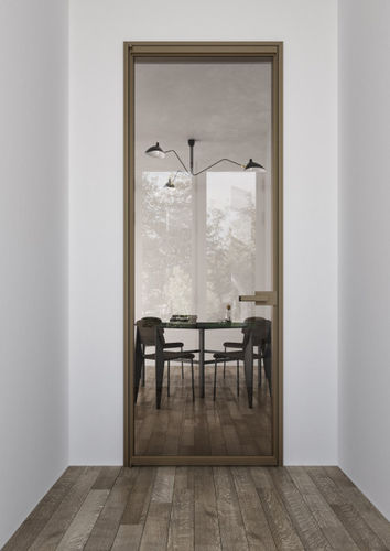 Porta da interno - QUADRA - ALBED - in alluminio / con vetro di sicurezza / scorrevole