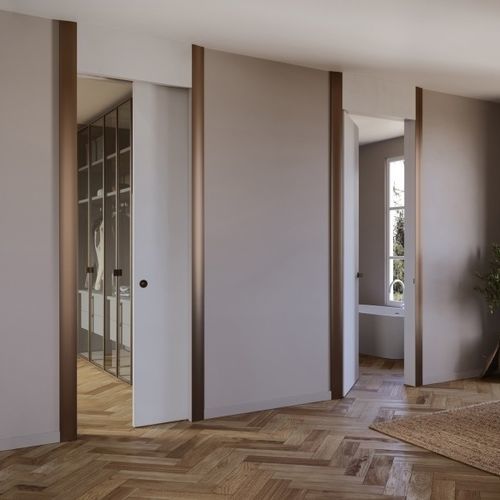 Porta da interno - MORBIDA - ALBED - in alluminio / con vetro di sicurezza / battente