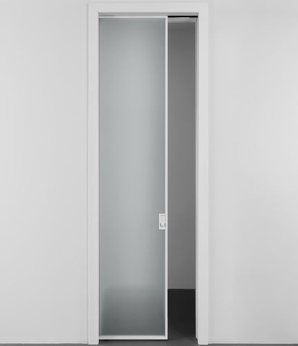 Porta da interno - PRIMA - ALBED - in alluminio / con vetro di sicurezza / a scomparsa