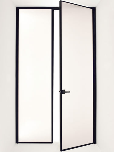 Porta da interno - PRIMA - ALBED - in alluminio anodizzato / con vetro di sicurezza / battente
