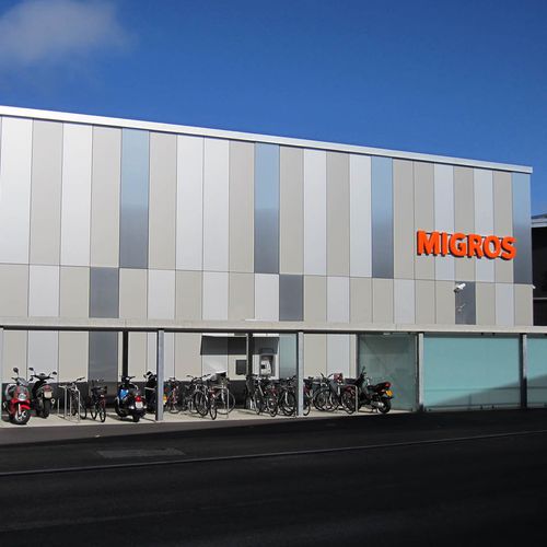 Rivestimento di facciata a cassetta - MIGROS - ALUCOBOND - in composito / in alluminio / a incastro