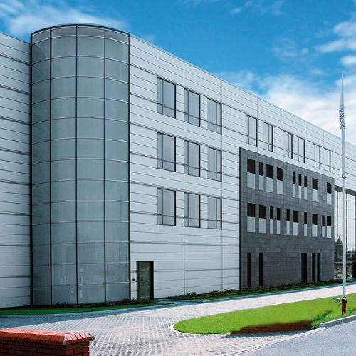 Rivestimento di facciata a cassetta - OFFICE BUILDING AND WAREHOUSE MAGO - ALUCOBOND - in composito / in alluminio / a incastro