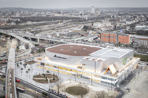 Lastra di paramento in alluminio - ADIDAS ARENA - ALUCOBOND - per facciate / spazzolata / naturale