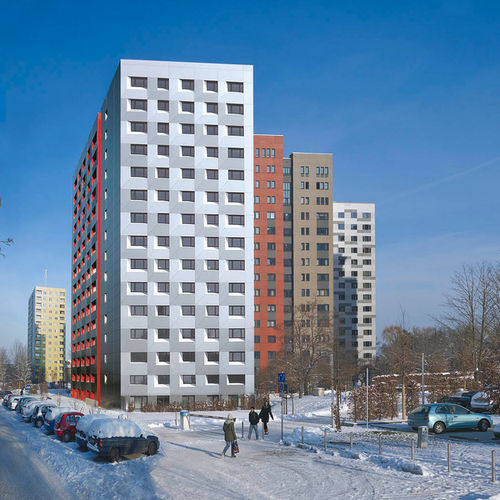 Rivestimento di facciata in pannelli - STUDENT RESIDENCE DRESDEN - ALUCOBOND - in alluminio / in composito / verticale