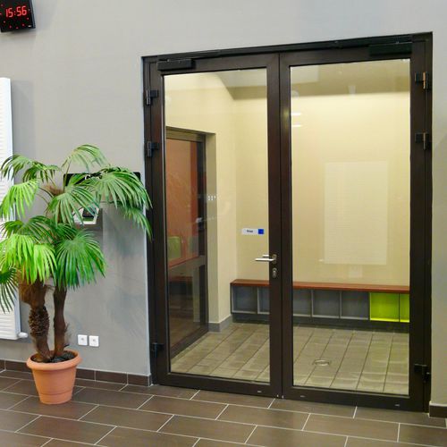 Porta da interno - ALUPROTEC BP2V - SVF - in vetro / in alluminio / battente