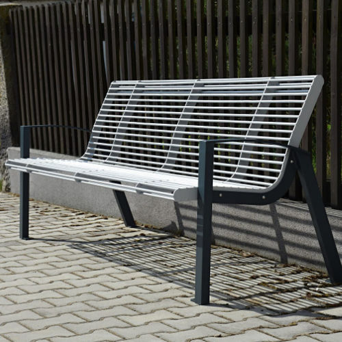 Panca per spazi pubblici contemporanea - BABIA - GreenBlue Urban Ltd - in metallo / con schienale