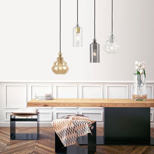 Lampada a sospensione - EBE+ADONE - Miloox - in vetro fumè / barocca / con cavo