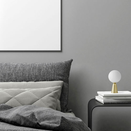 Lampada da tavolo - LUNAR - Miloox - in ottone spazzolato / in calcestruzzo / in vetro borosilicato