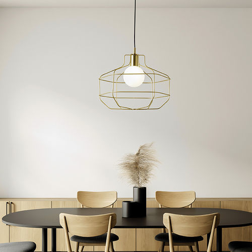Lampada a sospensione - WIRE - Miloox - in filo metallico / in ottone spazzolato / in opalina