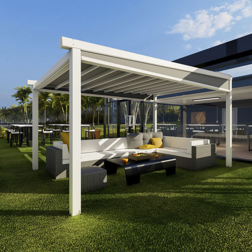 Pergola autoportante - DAKHLA PILARES LITE - Sahara Pergolas - in alluminio / con copertura in tela / con copertura scorrevole