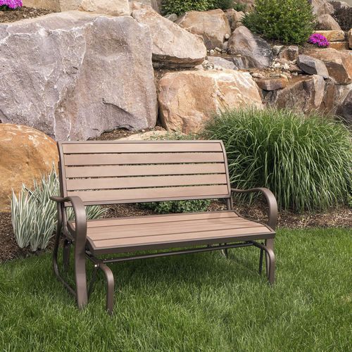 Panca da giardino contemporanea -  60290 - Lifetime - in legno / in acciaio con rivestimento a polvere / con schienale