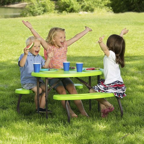 Tavolo da picnic contemporaneo - 60132 - Lifetime - in polietilene ad alta densità HDPE / con supporto in acciaio termolaccato / ovale
