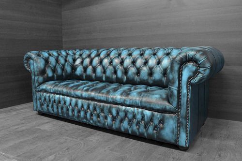 Divano chesterfield - COLORS! - Harleq - in pelle / blu / verde