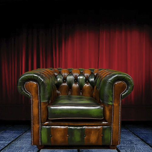Poltrona club chesterfield - ORGANIC  - Harleq - in pelle / marrone / verde
