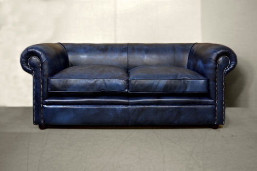 Divano contemporaneo - DOTS - Harleq - in pelle / con cuscino rimovibile / blu
