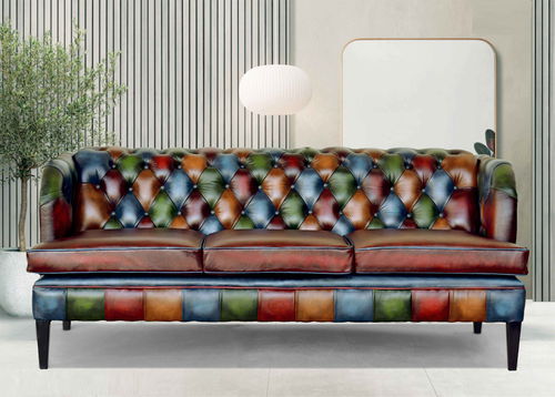 Divano chesterfield - Luxury Modern - Harleq - in pelle / con cuscino rimovibile / multicolore