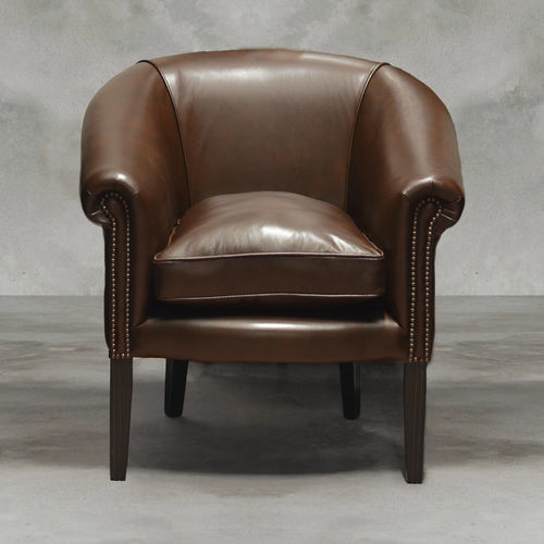 Poltrona classica - COGNAC - Harleq - in pelle / in faggio / con cuscino rimovibile
