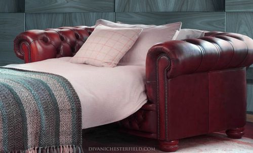 Divano letto - PREMIUM - Harleq - chesterfield / in pelle / con braccioli