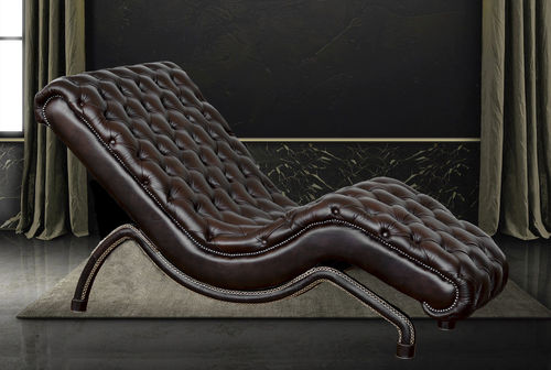 Chaise longue chesterfield - Harleq - in pelle / contract / nera