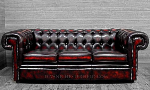 Divano chesterfield - SQUARED  - Harleq - in pelle / in legno / 3 posti