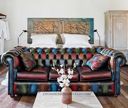 Divano letto - CUSHION - Harleq - chesterfield / in pelle / fatto a mano