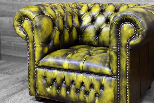 Poltrona chesterfield - LEMON  - Harleq - in pelle / in faggio / verde