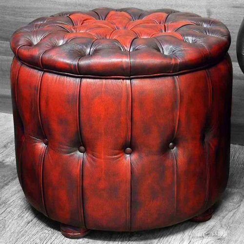 Sgabello chesterfield - EXCLUSIVE : CIRCLE - Harleq - in pelle / con supporto in legno / imbottito