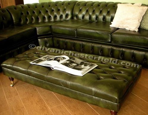 Ottomana chesterfield - ROYALE EXTRA LARGE - Harleq - in pelle / in ottone / rettangolare