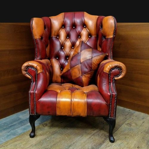 Poltrona chesterfield - FOOTBALL  - Harleq - in pelle / in faggio / a orecchioni