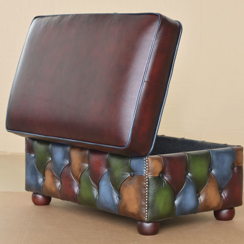 Poggiapiedi chesterfield - PATCHWORK  - Harleq - in pelle