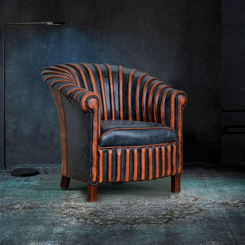Poltrona contemporanea - SPINE - Harleq - in pelle / in legno massiccio / fatta a mano