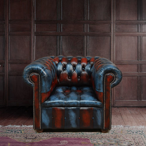 Poltrona club chesterfield - DEVIL  - Harleq - in pelle pieno fiore / in legno massiccio / in faggio