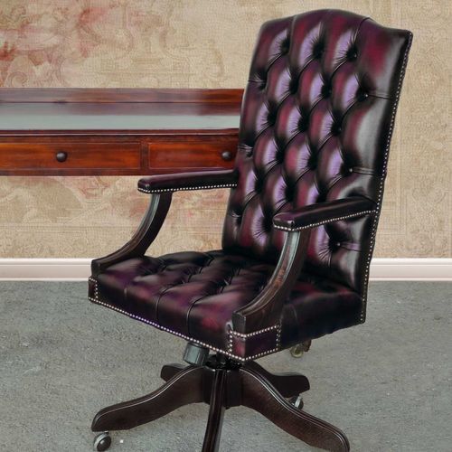 Poltrona da ufficio chesterfield - GAINSBOROUGH - Harleq - in pelle / in faggio / in legno massiccio