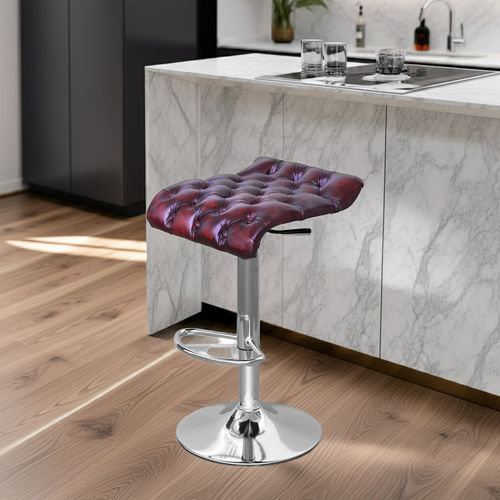 Sgabello da bar contemporaneo - Harleq - in pelle / con supporto in acciaio cromato / con base centrale