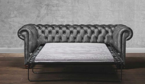 Divano chesterfield - LETTO - Harleq - in faggio / in pelle / con letto estraibile