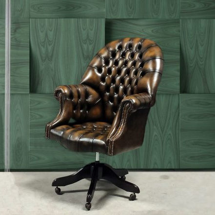 Poltrona da ufficio chesterfield - DIRECTOR - Harleq - in pelle / in legno / reclinabile