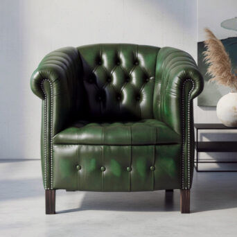 Poltrona contemporanea - BYRON - Harleq - in pelle / blu / verde