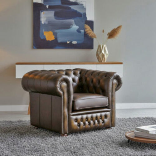 Poltrona chesterfield - Harleq - in pelle / in faggio / club