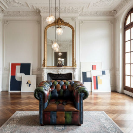 Poltrona contemporanea - BOTTONI - Harleq - in pelle / multicolore / con supporto in legno