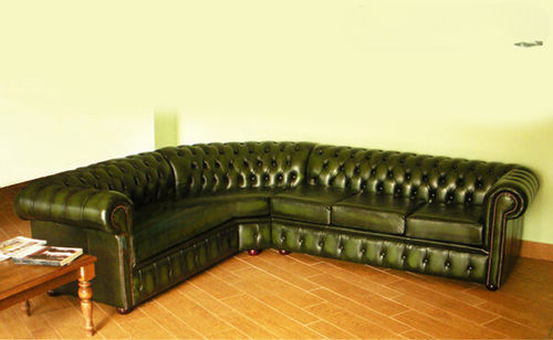 Divano contemporaneo - ANGOLARE - Harleq - in pelle / blu / verde