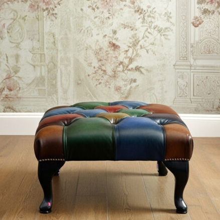 Poggiapiedi chesterfield - QUEEN ANNE - Harleq - in pelle / contract