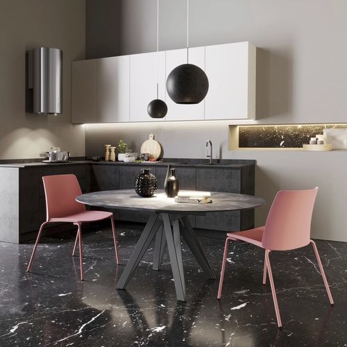 Tavolo contemporaneo - APPLE - ZAMAGNA ITALIA - in ceramica / in melaminico / con supporto in metallo verniciato