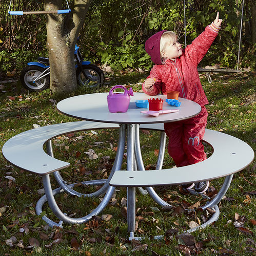 Tavolo da picnic design originale - SQUID - manga street - in HPL / con supporto in acciaio galvanizzato / rotondo