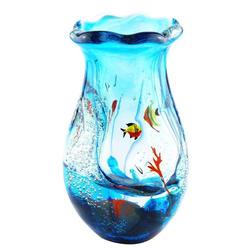 Vaso contemporaneo - ANIMALS : FISH - Original Murano Glass s.n.c. - in vetro soffiato / in vetro di Murano / blu