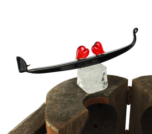 Scultura in vetro di Murano - GONDOLA HEARTS LOVE - VENICE - Original Murano Glass s.n.c. - da esterno